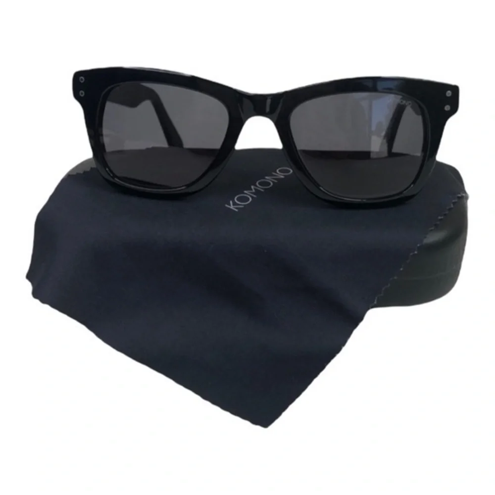 NEW Komono Allen Sunglasses glossy black square wayfarer style - Picture 2 of 8